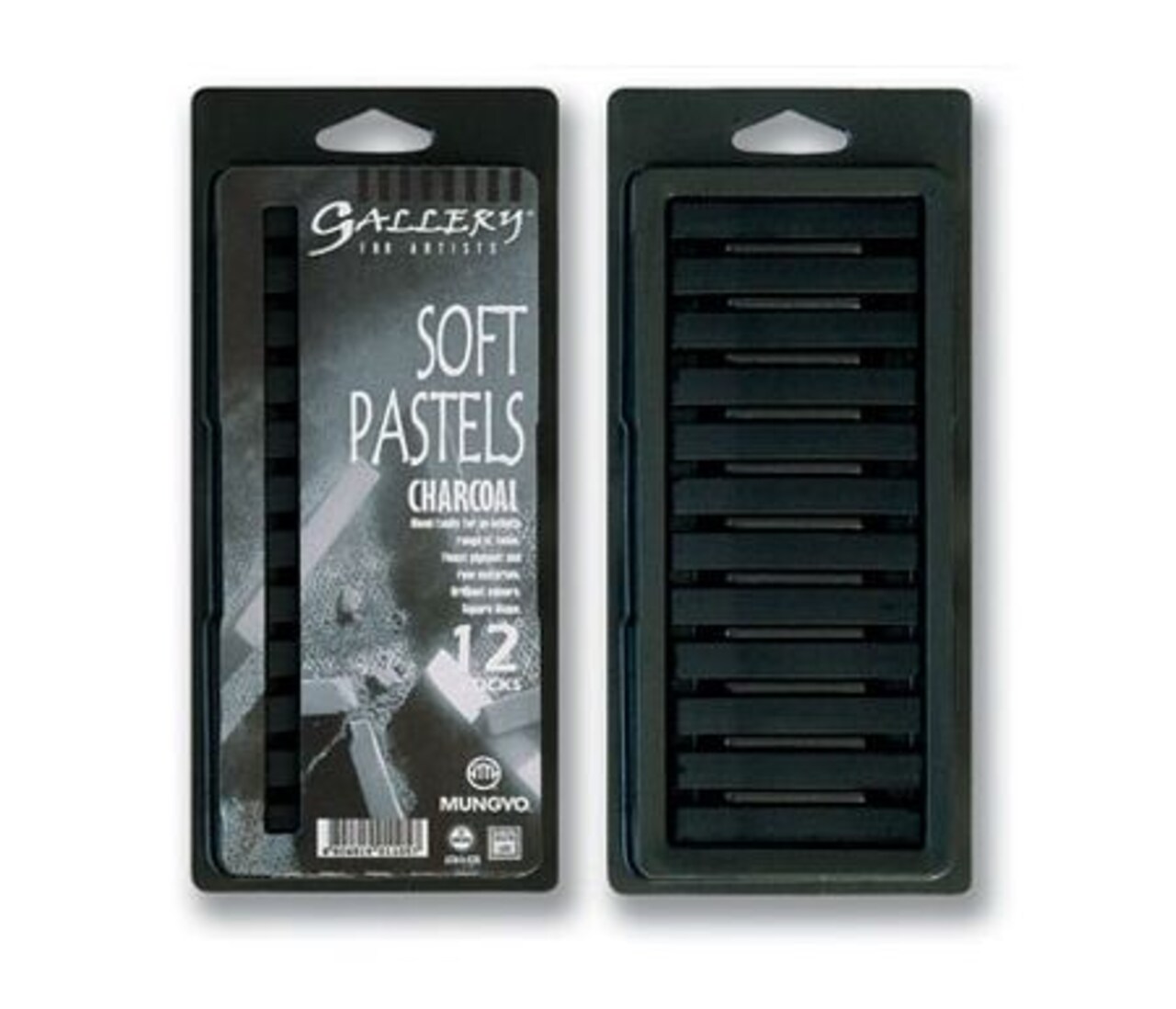 Mungyo Gallery Standard Soft Pastels Blistercard Set of 12 - Charcoal Black